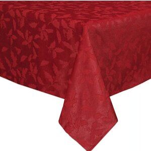 NEW Lenox For The Holidays Holly Damask Solid Print Oblong Tablecloth 52"x70"